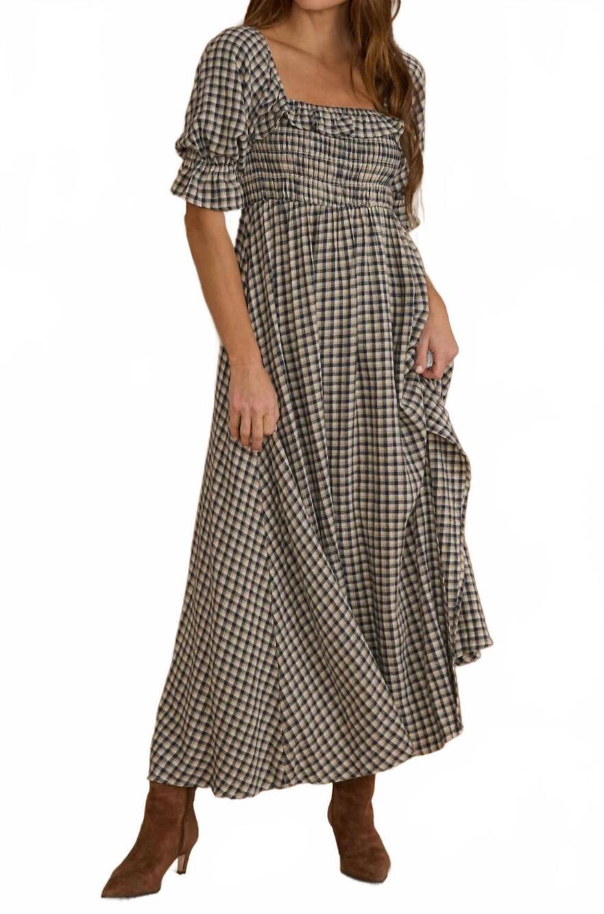 NEW RYLEE + CRU birdie dress in navy check